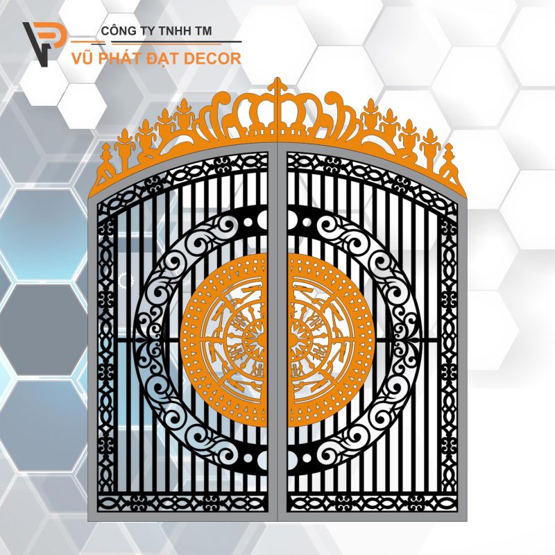 mẫu thiết kế cổng sắt 2 cánh 002A
