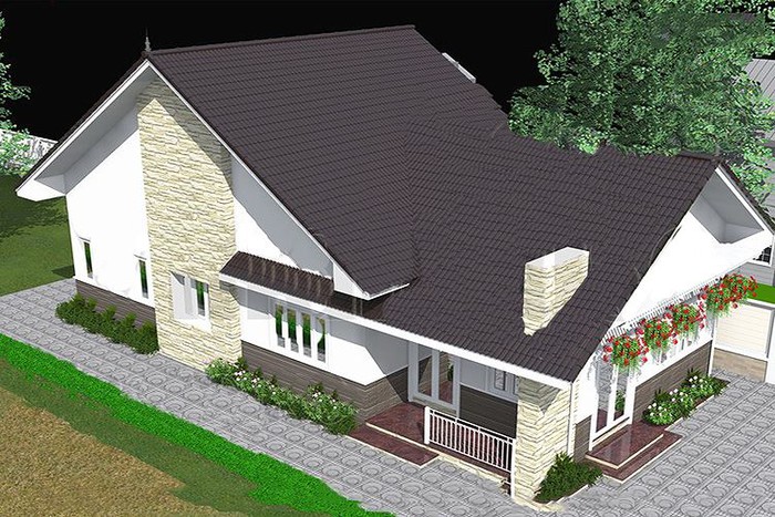 ảnh 3d từ trên xuống nhà cấp 4