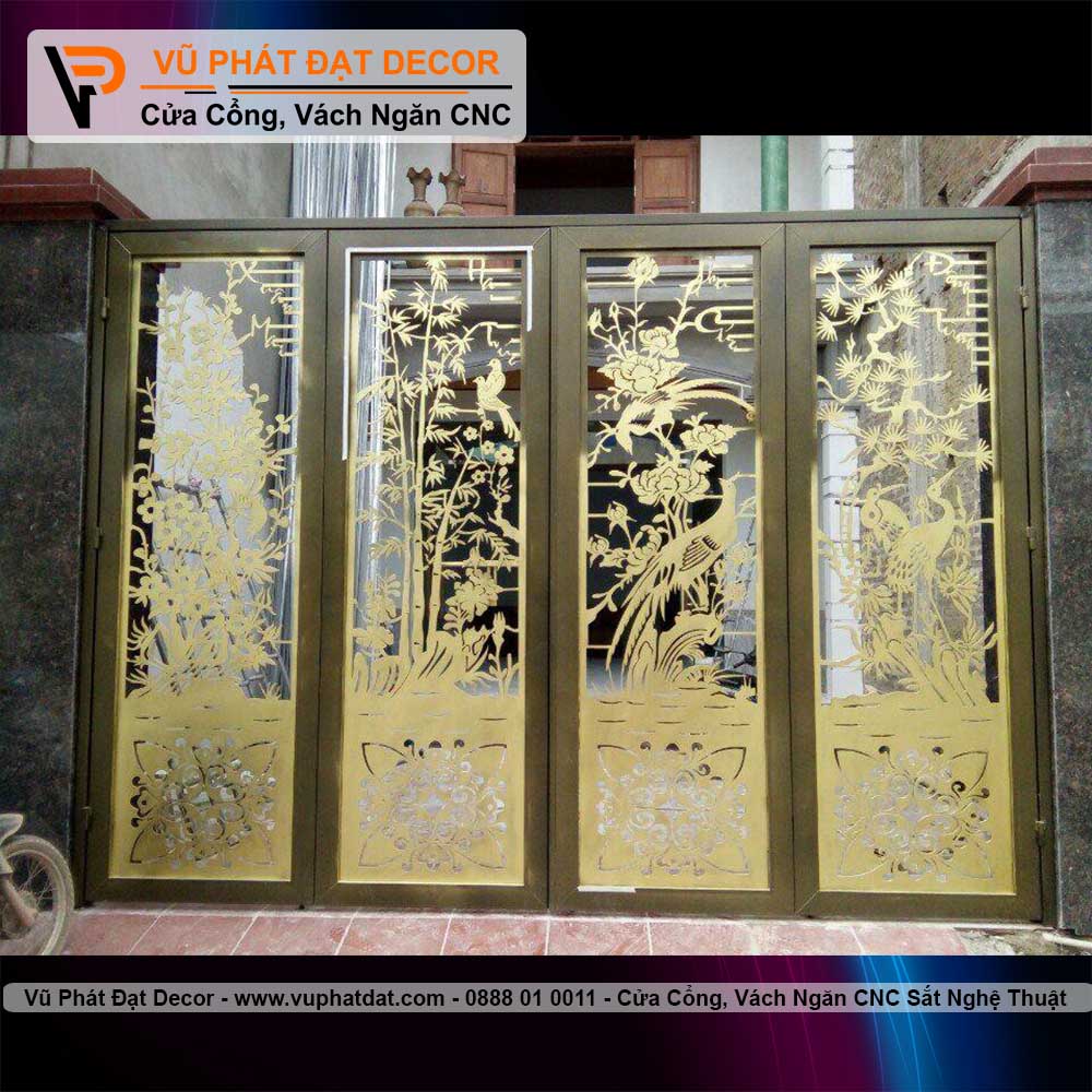 Cổng sắt 4 cánh Tùng Cúc Trúc Mai tổng hợp 03