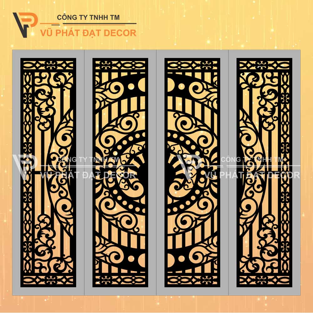 File thiết kế mẫu cổng sắt 4 cánh cổ điển CO-012